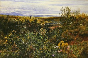 Rozległy krajobraz z dzikimi kwiatami, ok. 1855-1860 (olej na płycie)