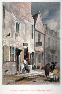 Widok na pozostałości wschodniej bramy opactwa św. Zbawiciela, Bermondsey, Londyn, 1851 autorstwa John Wykeham Archer