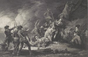 Śmierć generała Montgomery, podczas ataku na Quebec, grudzień 1775, 1798 autorstwa John after Trumbull
