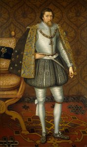 Jakub VI i I z Anglii i Irlandii - Portret króla Anglii Jakuba I (1566-1625) autorstwa De Critz (Decritz), Jana Starszego (1551/2-1642), c. 1605 - Olej na płótnie