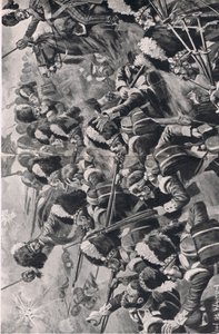 Bitwa pod Almą, 20 września 1854: Natarcie 93 górali, ilustracja z brytyjskich bitew na lądzie i morzu, 1915