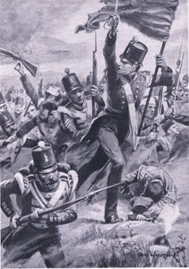 Natarcie Lekkiej Dywizji w Almie, 20 września 1854, ilustracja z „Brytyjskie bitwy na lądzie i morzu”