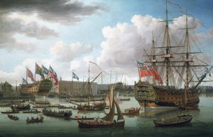 "Royal George" w Deptford (Anglia) podczas wodowania "Cambridge" w dniu 21 października.