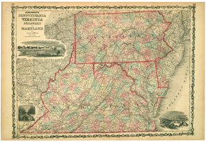 University of Virginia, Dismal Swamp i City of Baltimore. Talerze 29-30. Relief pokazany przez hachures. autorstwa Johnson and Browning