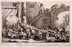The Political Clyster, grafika wykonana przez Williama Hogartha, 1757 autorstwa Jonathan Swift