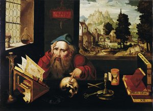 Święty Hieronim w swojej celi, 1520s autorstwa Joos van Cleve