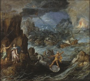 Wrak floty greckiej w drodze do domu z Troi, ok. 1585-90 autorstwa Joos or Josse de Momper