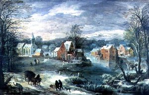 Wiejski krajobraz zimą (panel)
