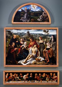 Ołtarz depozycji, ze stygmatami św. Franciszka, złożeniem Chrystusa i Ostatnią Wieczerzą z kościoła Braci Mniejszych w Genui, ok. 1520 autorstwa Joos van Cleve