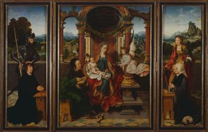 Święta rodzina, ok. 1530, Joos Van Cleve (1485-1540), tryptyk. Belgia autorstwa Joos van Cleve