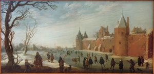 Łyżwiarze w fosie autorstwa Joost Cornelisz. Droochsloot