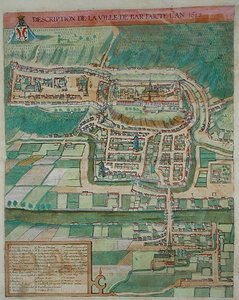 Baro žemėlapis iš Georgo Brauno (1541–1622) ir Franso Hogenbergo „Civitates Orbis Terrarum“, apie 1572 m. (spalvota graviūra)polis autorstwa Joris (after) Hoefnagel