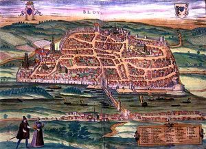 Mapa Blois z „Civitates Orbis Terrarum” Georga Brauna (1541-1622) i Fransa Hogenberga (1535-90), ok. 1572 (kolorystyka) autorstwa Joris (after) Hoefnagel