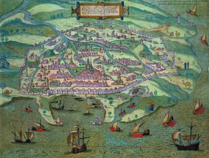 Mapa Aleksandrii z „Civitates Orbis Terrarum” Georga Brauna (1541-1622) i Fransa Hogenberga (1535-90), ok.1572