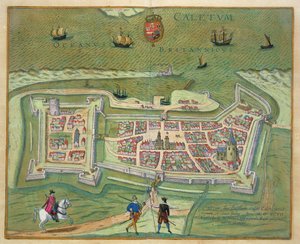 Mapa Calais, z „Civitates Orbis Terrarum” Georga Brauna (1541-1622) i Fransa Hogenberga (1535-90), 1597 (kolorystyka)