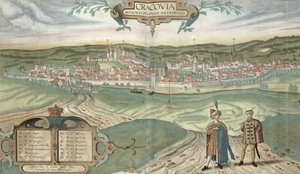 Plan Krakowa z „Miast Świata” Georga Brauna (1541-1622) i Fransa Hogenberga (1535-90), ok.1572
