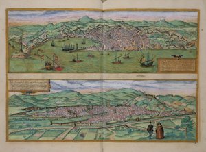 Mapa Genui i Florencji z „Civitates Orbis Terrarum” Georga Brauna (1541-1622) i Fransa Hogenberga (1535-90), ok.1572