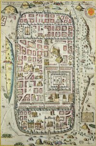 Mapa Jerozolimy i okolic, z „Civitates Orbis Terrarum” Georga Brauna (1541-1622) i Fransa Hogenberga (1535-90) c.1572-1617 (zob. 138905-96) autorstwa Joris Hoefnagel