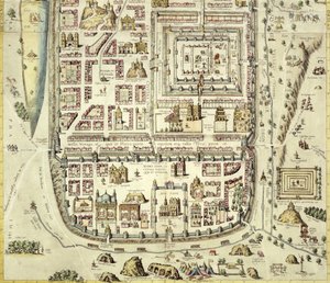 Mapa Jerozolimy i okolic, z „Civitates Orbis Terrarum” Georga Brauma (1541-1622) i Fransa Hogenberga (1535-90) c.1572-1617 (zob. 138905)