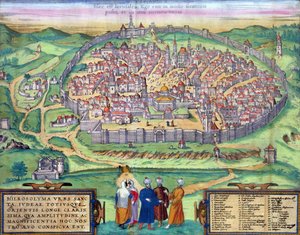 Mapa Jerozolimy z „Cities of the World” Georga Brauna (1541-1622) i Fransa Hogenberga (1535-90), ok.1572