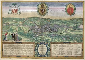 Mapa Liege, z "Civitates Orbis Terrarum" autorstwa Georga Brauna (1541-1622) i Fransa Hogenburga (1535-90), ok. 1572 r.