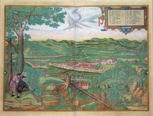 Mapa Linzu z „Civitates Orbis Terrarum” Georga Brauna (1541-1622) i Fransa Hogenberga (1535-90) 1594