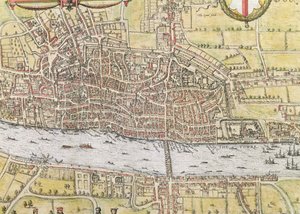 Mapa Londynu z „Cities of the World”, Georga Brauna (1542-1622) i Fransa Hogenburga (1635-90), ok.1572