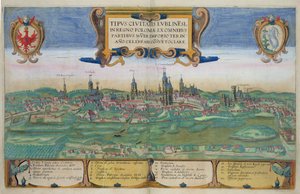 Mapa Lublina z „Civitates Orbis Terrarum” Georga Brauna (1541-1622) i Fransa Hogenberga (1535-90) c.1572-1617