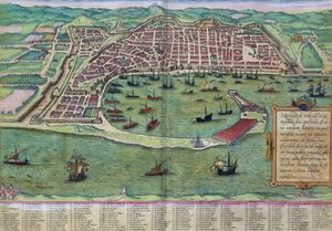 Mapa Mesyny, z "Civitates Orbis Terrarum" Georga Brauna (1541-1622) i Fransa Hogenberga (1535-90), ok. 1572 r.