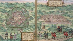 Mapa Meksyku i Cuzco z „Civitates Orbis Terrarum” Georga Brauna (1541-1622) i Fransa Hogenberga (1535-90), ok. 1572 autorstwa Joris Hoefnagel