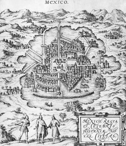 Mapa Meksyku, ilustracja z „Civitates Orbis Terrarum” Georga Brauna (1541-1622) i Fransa Hogenberga (1535-90) c.1572