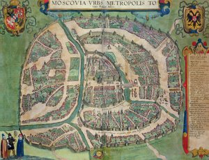 Mapa Moskwy z „Miast świata” Georga Brauna (1541-1622) i Fransa Hogenberga (1535-90) c.1572-1617 autorstwa Joris Hoefnagel