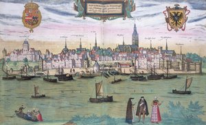 Mapa Nijmegen z „Cities of the World” Georga Brauna (1541-1622) i Fransa Hogenburga (1535-90), ok.1572