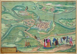 Mapa Raab, z „Civitates Orbis Terrarum” Georga Brauna (1541-1622) i Fransa Hogenberga (1535-90) 1597