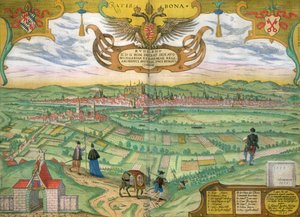 Mapa Ratyzbony z „Civitates Orbis Terrarum” Georga Brauna (1541-1622) i Fransa Hogenberga (1535-90) 1594