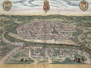 Mapa Sewilli, z "Civitates Orbis Terrarum" autorstwa Georga Brauna (1541-1622) i Fransa Hogenberga (1535-90) ok. 1572-1617
