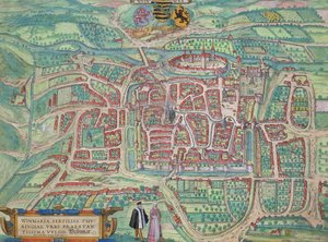 Mapa Weimaru z „Civitates Orbis Terrarum” Georga Brauna (1541-1622) i Fransa Hogenberga (1535-90) c.1572-1617 autorstwa Joris Hoefnagel