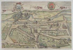 Widok Łowicza z „Civitates Orbis Terrarum” Georga Brauna (1541-1622) i Fransa Hogenberga (1535-90) autorstwa Joris Hoefnagel