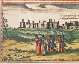 Widok zamku Windsor z „Civitates Orbis Terrarum” autorstwa Georga Brauna (1541-1622) i Fransa Hogenberga (1535-90) 1599 autorstwa Joris Hoefnagel