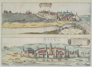 Widoki Sendomirii i Biecza z „Civitates Orbis Terrarum” Georga Brauna (1541-1622) i Fransa Hogenberga (1535-90) autorstwa Joris Hoefnagel
