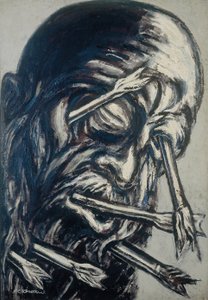 Głowa przebita strzałami, z serii Los teules autorstwa José Clemente Orozco