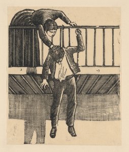 Kobieta odkrywająca mężczyznę, który popełnił samobójstwo, wieszając się na balu..., ok. godz. 1900-1910. autorstwa José Guadalupe Posada