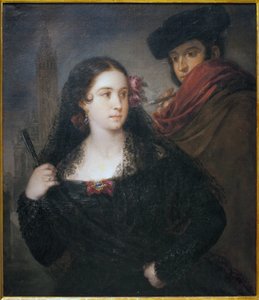 Para miłych ludzi. Obraz Jose Gutierreza de la Vega (1791-1865), olej na płótnie, ok. 1830. Muzeum Sztuk Pięknych w Sewilli, Hiszpania. autorstwa José Gutiérrez de la Vega
