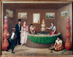 Chufa Horchata Sellers (Orxata de Xufa lub Orxata De Xufla) Obraz Augustina Arriete (XIX w.) Miasto Meksyk, Historyczne Muzeum Narodowe, Zamek