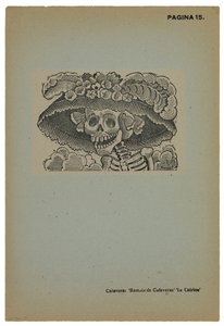 Calavera de la Catrina, ok. 1910, druk 1943 (fotoreliefa akwaforta z grawerem) autorstwa José Guadalupe Posada