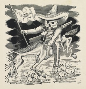 Wielka Czaszka Emiliano Zapaty, ok. 1911-16, druk 1930 (fotoreliefa akwaforta z grawerem) autorstwa José Guadalupe Posada