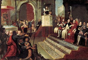 Saint Vincent Ferrer podczas kompromisu w Caspe . 1412 autorstwa Jose Ingles