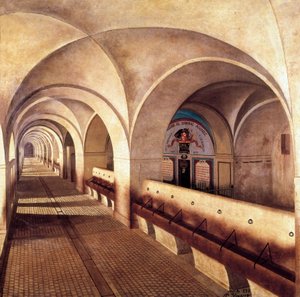 Stajnie zamku San Fernando de Figuieres, oblężone przez Francuzów w 1809 r., podczas hiszpańskiej wojny o niepodległość (1808-1814), drzwi po lewej to więzienie Mariano Alvarez de Castro (1749-1810) , oficer i wojskowy gubernator G autorstwa Jose Lafita y Blanco