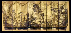 Vision Mediterranea, jedenastolistny ekran, ok. 1925 (olej na desce z pozłacanego drewna) autorstwa Jose Maria Sert y Badia