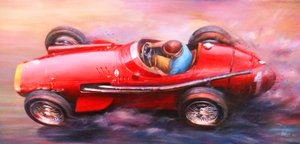 Juan Manuel Fangio, Mille Miglia 1953, Alfa Romeo 6C3.000cc (czerwony top) (akryl na płótnie)